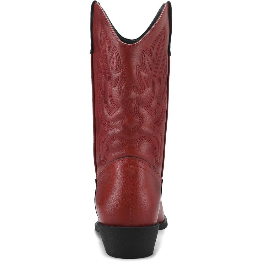 mysoft Women's Red Western Cowboy Boots Mid Calf Pointed Toe Cowgirl - Picture 5 of 6